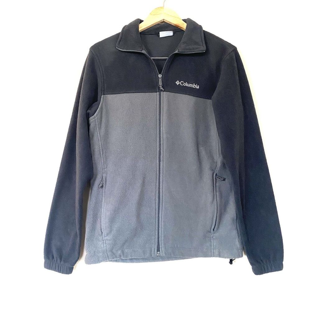 Columbia Men’s Black & Gray Full Zip Fleece Jacket Size Small EUC